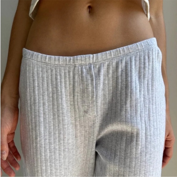 Brandy Melville Heather Grey Pointelle Pants - Picture 3 of 7